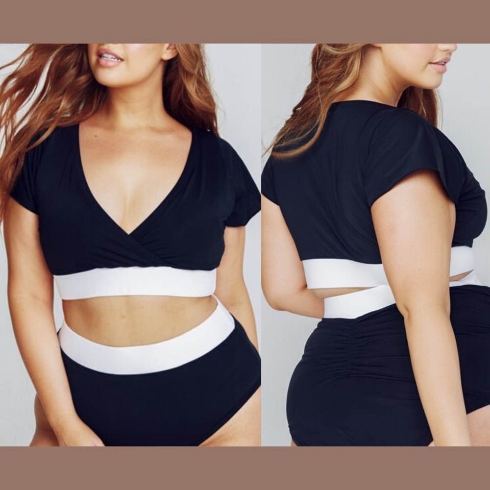 NEW $135 Alpine Butterfly BFF‎ Crop Bikini Top in Black/White [SZ 3X ]
